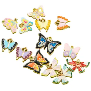 Pendentifs en metal papillon emaille colore pour fabrication de bijoux collier bracelet DIY
