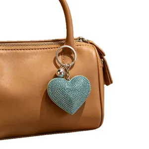 Portachiavi Cuore con Strass Blu Ciondolo Borsa Cristallo Lucido Anello Chiave Amore