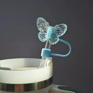 Copertura Per Cannuccia a Farfalla Placcata Iridescente E Tappo Simpatico Accessori Per Cannucce Riutilizzabili Per Tazza Stanley