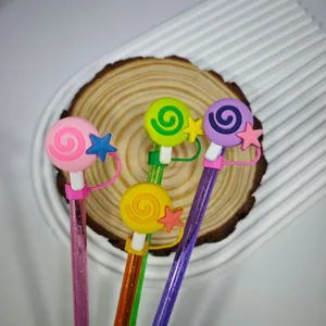 Cute resin lollipop straw cover 10mm star dust plug reusable cap for drinkware accessories