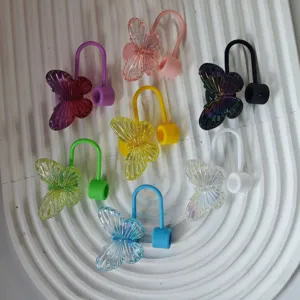 Copricanna di paglia a farfalla iridescenti colorati tappi antipolvere 10mm accessori per tazze