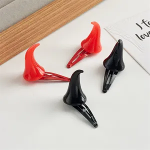 Halloween rojo negro diablo cuernos pinzas para el cabello novedad cosplay horquilla accesorios