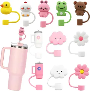 3D Cartoon Tier Silikon Trinkhalm Kappe Wiederverwendbare Staubdichte Strohhalm Abdeckung Niedliche Tier Strohhalm Aufsatz Für Trinkbecher