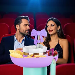 Portable cup snack bowl and bow straw topper set for tumbler cup, perfect for cinema and travel.