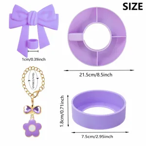 Stanley 40oz tumbler accessories set purple bow snack bowl straw topper cup sleeve keychain