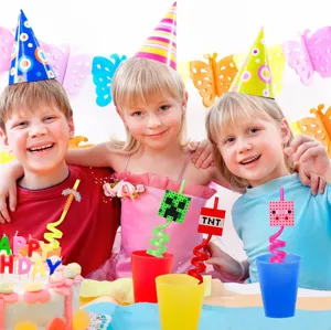 Creative party curly plastic straws colorful spiral straw set for children birthday celebration.