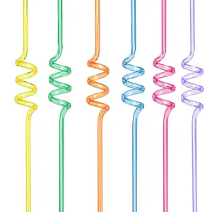 Creative Spiral Drinking Straws Reusable Colorful Transparent PET Straws For Party Bar Daily Drinkware Accessories