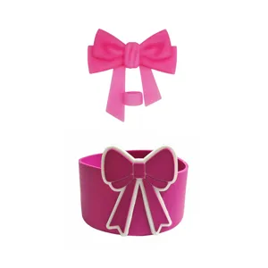 Stanley bekers accessoires set, roze strik siliconen rietje topper en decoratieve hoes.