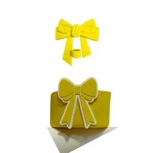 Gele siliconen strik rietje topper set met leuke kophoes voor beker accessoires decor
