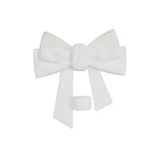 White silicone bow straw topper detail, 10mm straw compatible dust cover decoration.