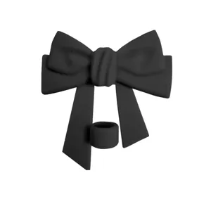 Detailed view of the black bow silicone straw cap, designed for 10mm straw covers and dust.