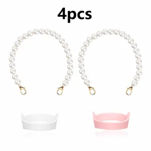 Pearl chain handle and silicone cup boot replacement accessories set for tumbler cup.