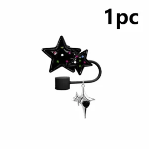 Double étoile paille topper résine diy mignon pendentif décoration de paille 1pc