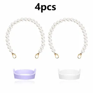 4pcs pearl cup chain straps with silicone rings set for water bottle handle portable