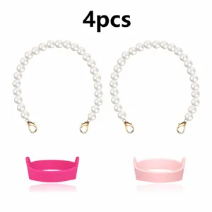 Pearl chain handle and silicone protective boot 4pcs set for tumbler and cup accessories