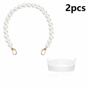 Pearl cup strap and silicone ring set, portable hand carry chain for tumblers and mugs.