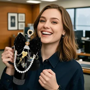 Set accessori per tazza Stanley con fiocco nero catena di perle e ciondoli decorativi