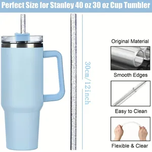 Replacement sparkling straw and tumbler accessory set for 40oz 30oz cups clear durable