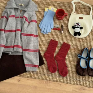Cozy winter cashmere flecked mid tube socks set, soft retro daily wear warm socks and apparel matching.