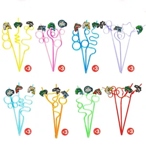 Colorful cartoon fish decorative crazy loop drinking straws set for fun party decoration.