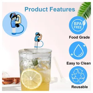 Cartoon nurse straw cover silicone topper for Stanley cup tumbler 40oz reusable accessory