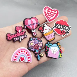 Valentine's Day PVC shoe charms set cute heart lip rainbow charms for Crocs decoration