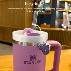 Accesorios para vaso Stanley funda de pajita con corazón de diamantes de imitación