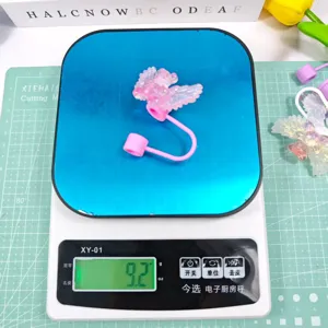 Pink acrylic wing straw topper dust cover cute silicone drinking straw cap decorative accessory