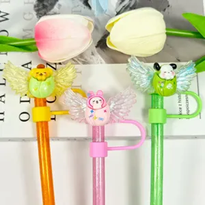 Cute cartoon wings straw covers dust caps acrylic creative drinking straw accessories