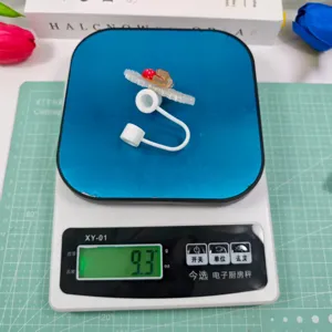 Cute silicone straw cover with lovely cartoon acrylic charm dust cap for daily use.