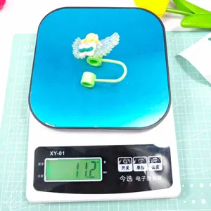 Cute acrylic wing silicone straw cover dust cap for daily use or replacement detail view
