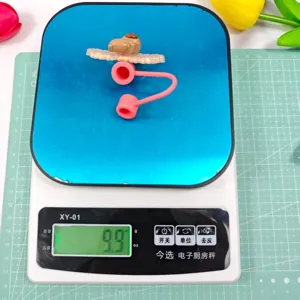 Cute DIY straw cover with silicone tube and acrylic wings dustproof cap for daily use
