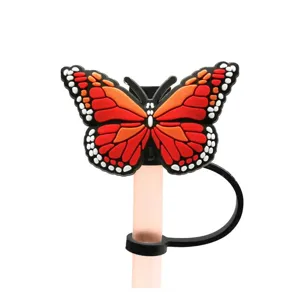 Cute butterfly silicone straw cover reusable straw cap dust-proof tip protector