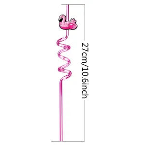 Sommer Strand Thema rosa Flamingo Spirale Trinkhalm für Kinder Party, 27cm Länge.