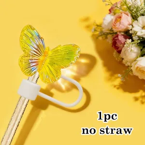 Topper per cannnuccia farfalla iridescente per accessori tazza 10mm carina copertura polvere