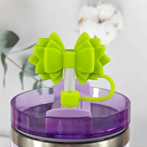 Silicone bow straw cover dust plug for Stanley cup reusable straw topper cute accessories