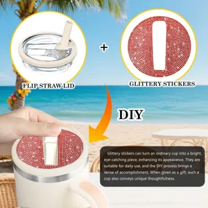 40oz tumbler flip straw lid and sparkly rhinestone letter stickers diy accessory set for cup