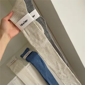 Chaussettes hautes unies côtelées, bas longs décontractés et respirants pour femmes au printemps