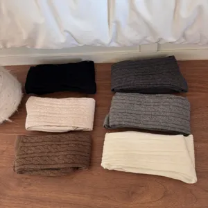 Cozy cable knit over-the-knee high socks for women, multiple colors winter stockings.