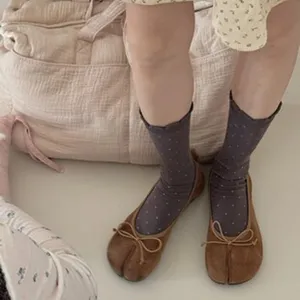 Women's cotton polka dot crew socks comfortable breathable daily casual hosiery apparel.