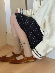 Japanese style wool blend winter thick warm solid color knitted socks for daily wear