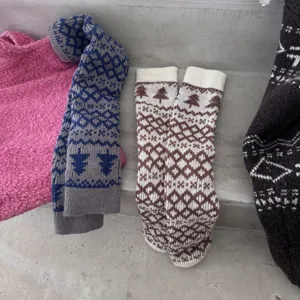 Women autumn winter thick knit leg warmers Fair Isle pattern stylish cozy slouch socks boot cuffs