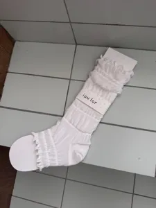 Witte Japanse stijl gerufflede beenwarmers balletcore voetloze sokken voor dames