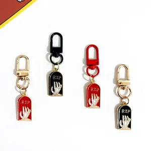 Halloween metal keychain tombstone skeleton hand couple phone pendant charm accessory