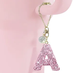 Glitzernde Strass Buchstabe A Anhänger pink Kristall Alphabet Anhänger für Tassenkette.