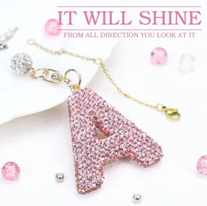 Strass Buchstabe A Anhänger für Stanley Becher, glitzernde rosa Kristall Schlüsselanhänger.
