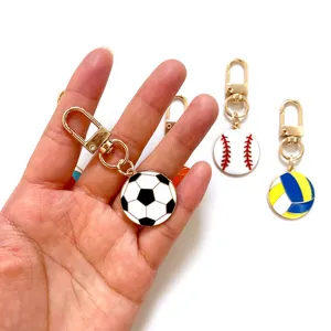 Ensemble porte-clés ballon en alliage de zinc sportif, pendentif football basket.