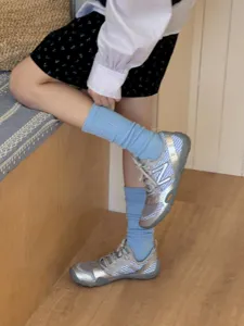 Solid color slouch socks, combed cotton, breathable long socks, casual daily leg wear detail