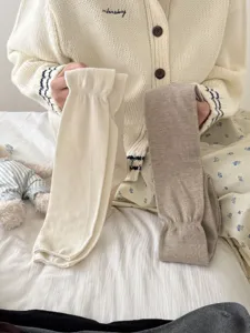 Korean style long over-the-knee socks, cozy winter knit stack socks for women, soft warm hosiery.