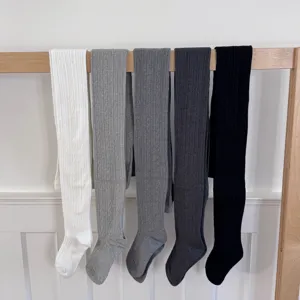 Classic cable knit tights in multiple colors, soft and breathable cotton leggings for daily wear.